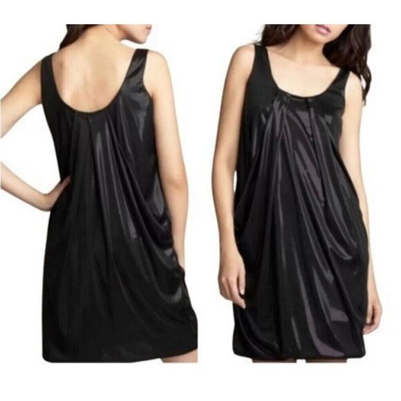 DIANE von FURSTENBERG DVF Lesley Black Liquid Jersey Sleeveless Shift Dress - Picture 1 of 10